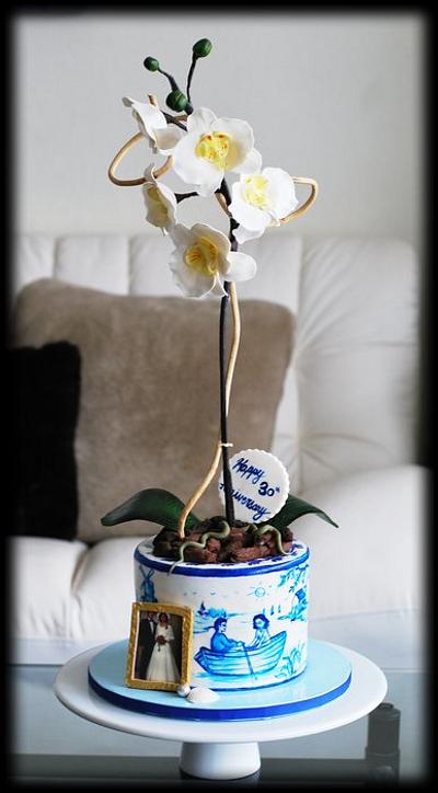 Orchid plant anniversary cake - Cake by BloomCakeCo