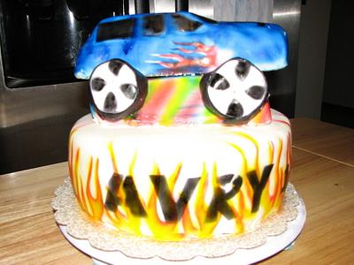 16th bday car with flames - Cake by Julia Dixon