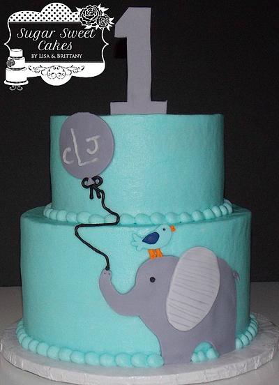 Elephant & Balloon w/smash cake - Cake by Sugar Sweet Cakes