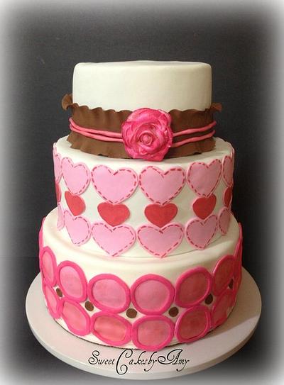 Pink and Brown Birthday cake - Cake by Amy Erb