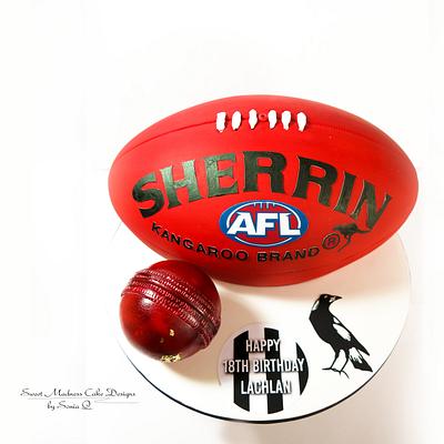 Australian AFL Football and Cricket ball - Cake by Sweet Madness Cake Designs