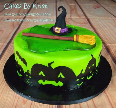 Green Halloween - Cake by Cakes By Kristi