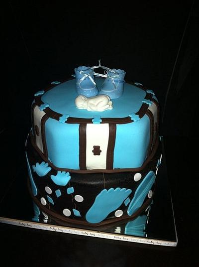 Blue & Brown baby shower cake - Cake by Teresa