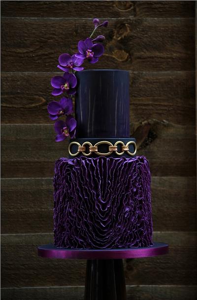 purple, black and gold wedding cake - Cake by beth