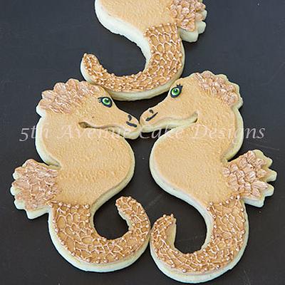 Cute Seahorse Cookies with Royal Icing Scales - Cake by Bobbie