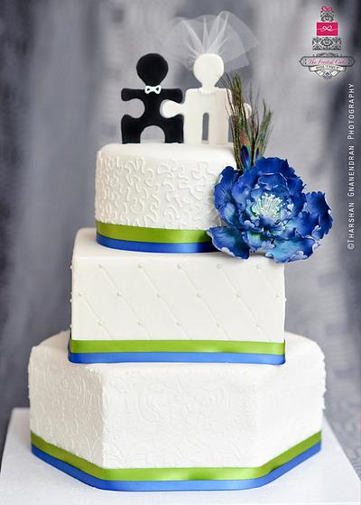 Peacock Inspired Wedding Cake - Cake by Esther Williams
