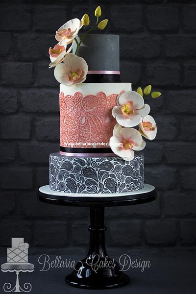 Paisley and orchid wedding cake - Cake by Bellaria Cake Design 