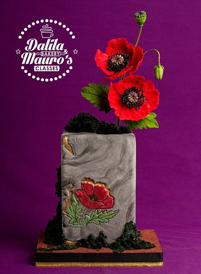 Sugar paste Poppy Flower - Cake by Dalila Cabrita