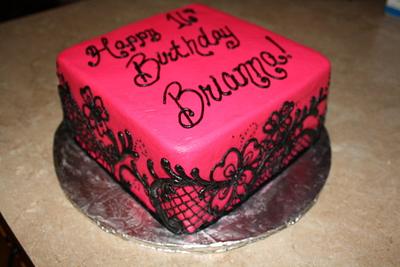 Hot Pink and Black Lace - Cake by Dee