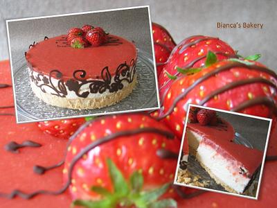 rhubarb strawberry cheesecake - Cake by Bianca's Bakery
