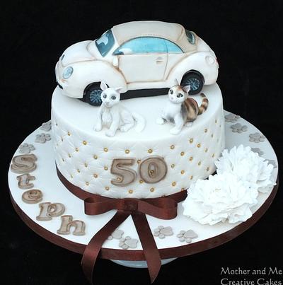 VW Beetle and Cats - Cake by Mother and Me Creative Cakes