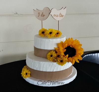 Sunflowers and Burlap - Cake by Donna Tokazowski- Cake Hatteras, Martinsburg WV