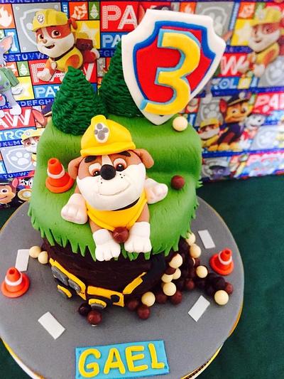 Paw Patrol Rubble 3rd Birthday Cake 🐾 - Cake by DulcesSuenosConil