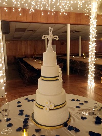 Simple Lace Wedding Cake - Cake by Jenna Crawford