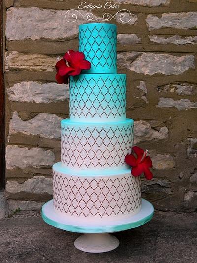 Djerba inspired wedding cake with red hibiscus - Cake by Eva