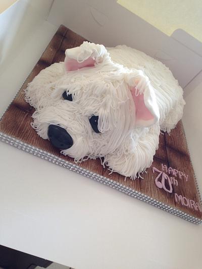 White West highland terrier for Moira's 70th - Cake by Donna Campbell