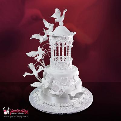 Gazebo & Doves Wedding Cake - Cake by Serdar Yener | Yeners Way - Cake Art Tutorials