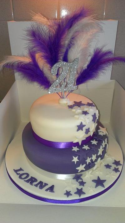 2 tier purple and cream - Cake by Kerry