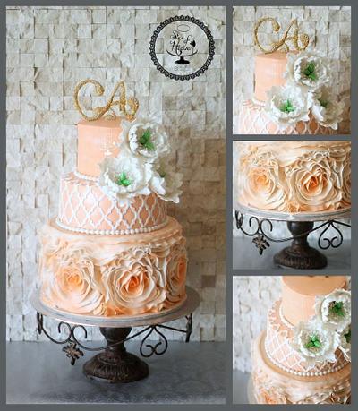 Peach Ruffled Wedding cake - Cake by Slice of Heaven By Geethu