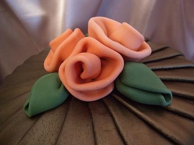 Pleated Chocolate Fondant with Ribbon Roses - Cake by Linda Wolff