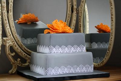 Electric orange peony - Cake by Mrs M's Cakes
