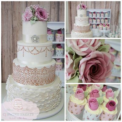 Vintage Rose Wedding Sweets - Cake by cjsweettreats