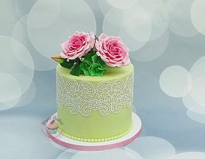 Bridal Shower Cake with Lace - Cake by Yeyet Bakes