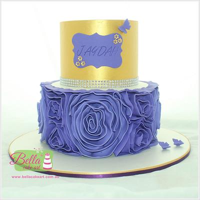 Gold and purple ruffle cake - Cake by Bella Cake Art
