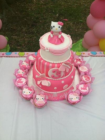Hello Kitty Cake w/ matching cupcakes - Cake by Nani's Cakes
