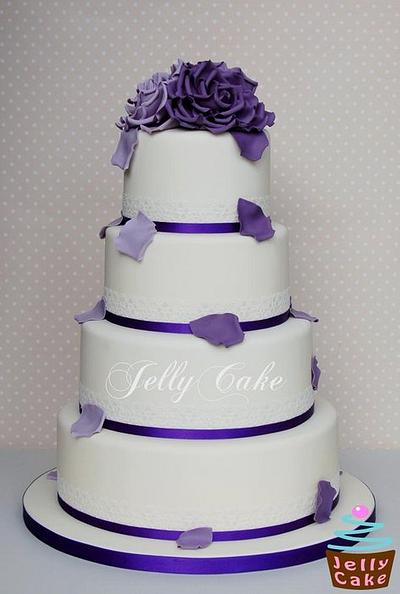 Purple Roses Wedding Cake - Cake by JellyCake - Trudy Mitchell