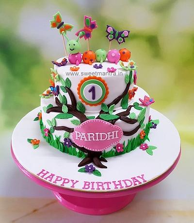 Caterpillar and Butterflies cake - Cake by Sweet Mantra Homemade Customized Cakes Pune