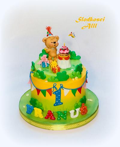 Teddy Bear 1st Birthday Cake - Cake by Alll 