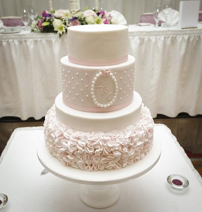 Pretty in pink wedding cake - Cake by CakeryNi
