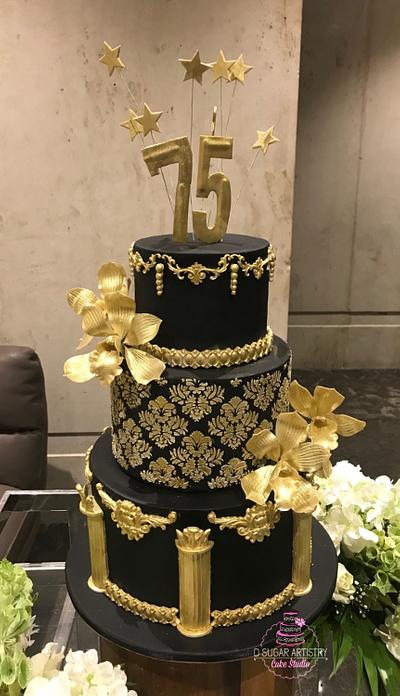Black and Gold Elegant Cake - Cake by D Sugar Artistry - cake art with Shabana