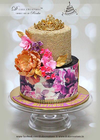 Gold Glitter Tiara Cake - Cake by D Cake Creations®