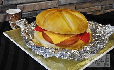Ham Egg & Cheese Sandwich Sculpted Cake  - Cake by Leo Sciancalepore