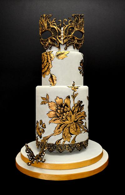 Black And Gold Masquerade Birthday Cake - CakeCentral.com