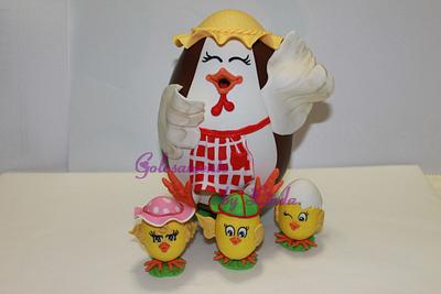 a sweet little hen with her ​​chicks - Cake by golosamente by linda