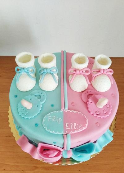 Christening cake for twins - Cake by Vebi cakes