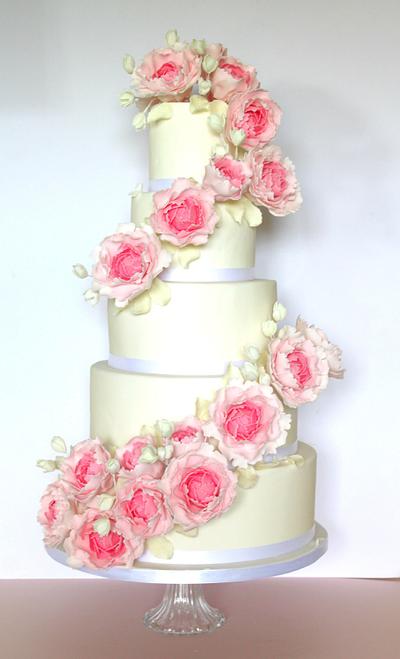 Peony Cascade - Cake by Rosewood Cakes