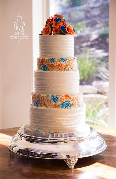 Hand Painted Wedding Cake - Cake by Akiko White 