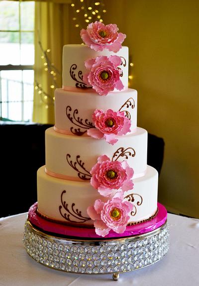 Pink Peony wedding cake  - Cake by Piece O'Cake 