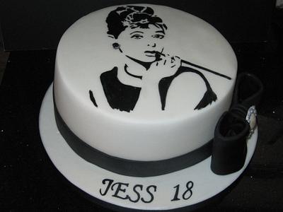 hand painted audery hepburn  - Cake by d and k creative cakes