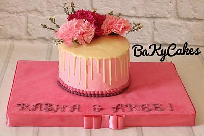 drip cake . flower cake - Cake by Baky mamdouh
