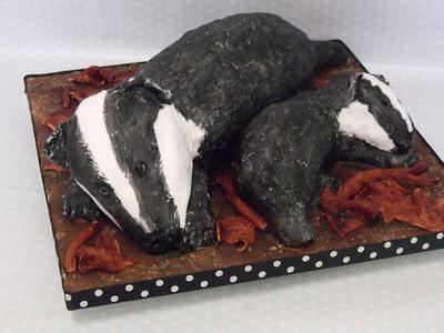 mummy and baby badger cake - Cake by zoe