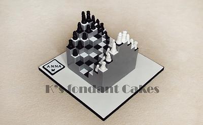 3D Chess Board - Cake by K's fondant Cakes