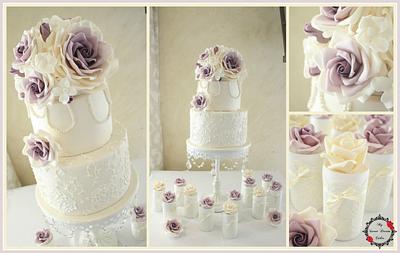 Lavender and Lace Vintage Wedding - Cake by My Sweet Dream Cakes