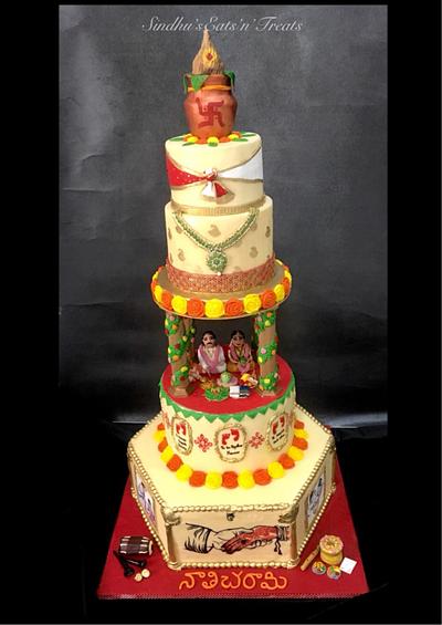south indian traditional wedding cake - Cake by Sindhu's Eats'n'Treats