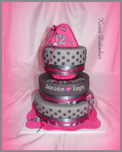 Pink and Grey Anniversary cake! - Cake by Karen Dodenbier