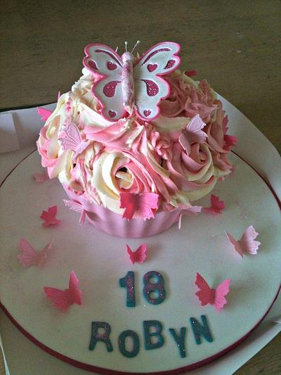 Butterfly themed giant cupcake  - Cake by yvonne